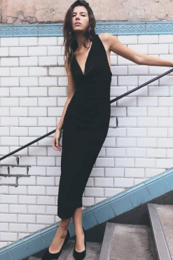 Clearance VESTIDO MIDI NUDO ESPALDA Mujer Vestidos