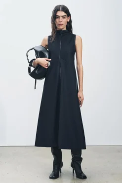 New VESTIDO MIDI PESPUNTES ZW COLLECTION Mujer Vestidos