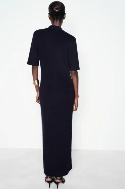 Outlet VESTIDO MIDI PUNTO BOTONES Mujer Vestidos|Cárdigan / Jerséis