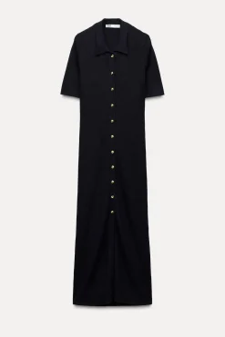 Outlet VESTIDO MIDI PUNTO BOTONES Mujer Vestidos|Cárdigan / Jerséis