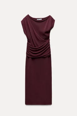 Best VESTIDO MIDI PUNTO DRAPEADO Mujer Vestidos|Cárdigan / Jerséis