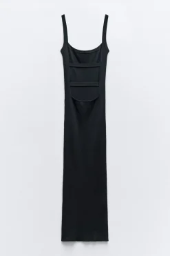 Online VESTIDO MIDI PUNTO ESPALDA DESCUBIERTA Mujer Vestidos|Cárdigan / Jerséis