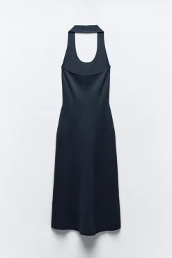 Outlet VESTIDO MIDI PUNTO HALTER Mujer Vestidos|Cárdigan / Jerséis