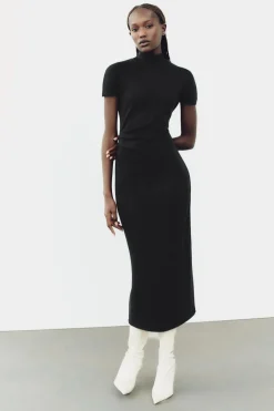 Hot VESTIDO MIDI PUNTO STRETCH Mujer Vestidos