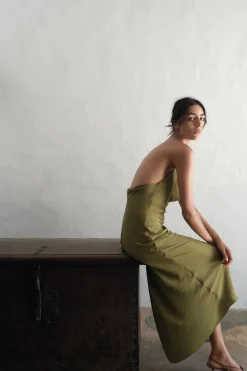 Online VESTIDO MIDI SATINADO Mujer Vestidos