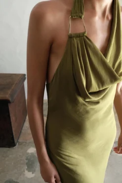 Online VESTIDO MIDI SATINADO Mujer Vestidos