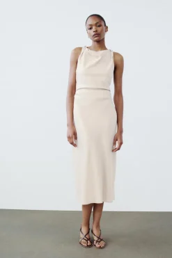 Sale VESTIDO MIDI SATINADO Mujer Vestidos