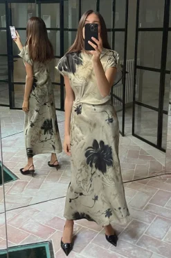 Sale VESTIDO MIDI SATINADO Mujer Vestidos