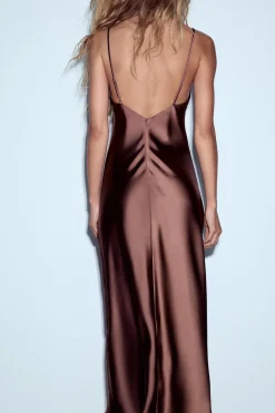 Clearance VESTIDO MIDI SATINADO Mujer Vestidos