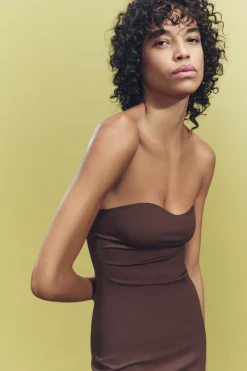 Hot VESTIDO MIDI SATINADO ABERTURA Mujer Vestidos