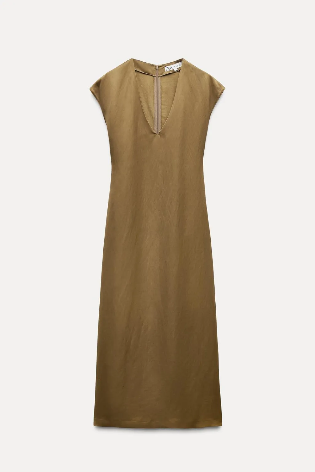 Outlet VESTIDO MIDI SATINADO CON LINO ZW COLLECTION Mujer Vestidos