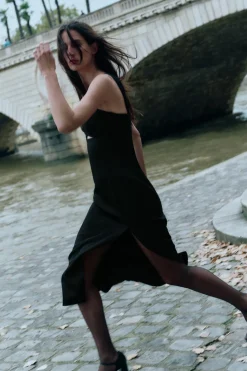 Discount VESTIDO MIDI SATINADO CUT OUT Mujer Vestidos