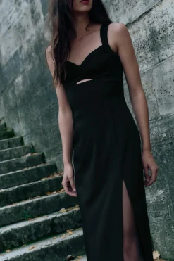 Discount VESTIDO MIDI SATINADO CUT OUT Mujer Vestidos