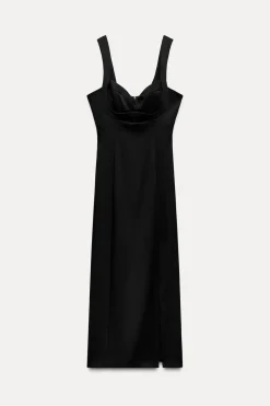 Discount VESTIDO MIDI SATINADO CUT OUT Mujer Vestidos