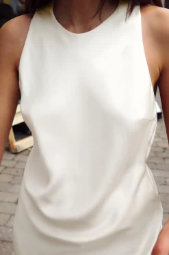 Best VESTIDO MIDI SATINADO ESPALDA DESCUBIERTA Mujer Vestidos