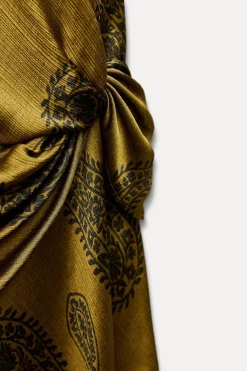 Outlet VESTIDO MIDI SATINADO ESTAMPADO Mujer Vestidos