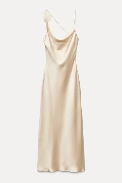 Clearance VESTIDO MIDI SATINADO FLOR Mujer Vestidos