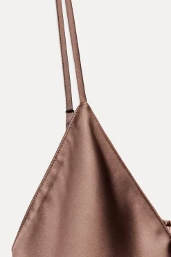 New VESTIDO MIDI SATINADO LENCERO Mujer Vestidos