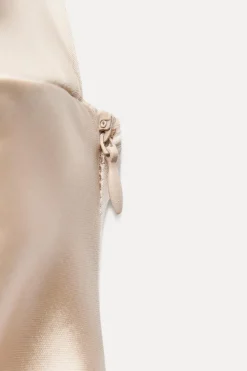 Best VESTIDO MIDI SATINADO VOLANTES Mujer Vestidos