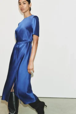 Online VESTIDO MIDI SATINADO ZW COLLECTION Mujer Vestidos