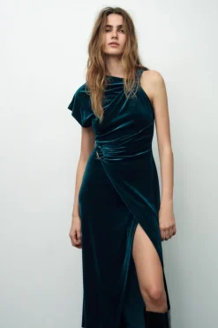 Sale VESTIDO MIDI TERCIOPELO Mujer Vestidos