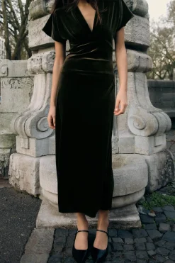 Sale VESTIDO MIDI TERCIOPELO Mujer Vestidos