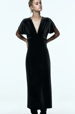 Sale VESTIDO MIDI TERCIOPELO Mujer Vestidos