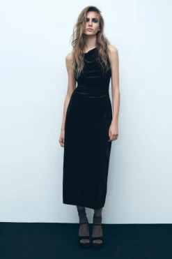 Clearance VESTIDO MIDI TERCIOPELO Mujer Vestidos