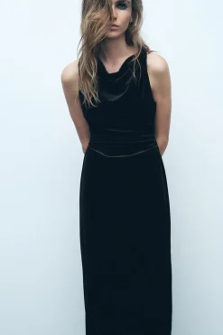 Clearance VESTIDO MIDI TERCIOPELO Mujer Vestidos