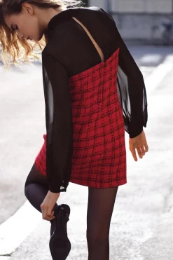 New VESTIDO MINI COMBINADO ESTRUCTURA Mujer Vestidos