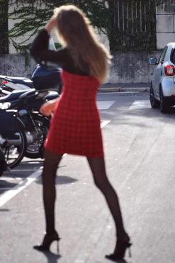 New VESTIDO MINI COMBINADO ESTRUCTURA Mujer Vestidos