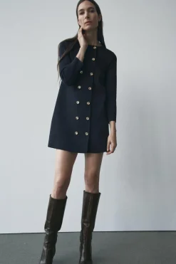 Sale VESTIDO MINI CRUZADO PUNTO Mujer Vestidos|Cárdigan / Jerséis