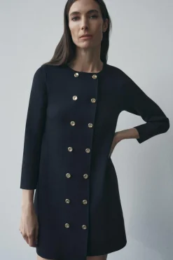 Sale VESTIDO MINI CRUZADO PUNTO Mujer Vestidos|Cárdigan / Jerséis