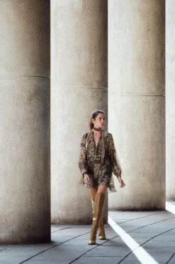 Sale VESTIDO MINI ESTAMPADO VOLANTES Mujer Vestidos