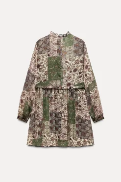 Sale VESTIDO MINI ESTAMPADO VOLANTES Mujer Vestidos