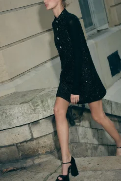 Fashion VESTIDO MINI ESTRUCTURA LENTEJUELAS Mujer Vestidos