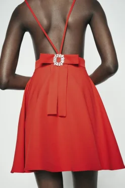 Outlet VESTIDO MINI LAZO ESPALDA JOYA Mujer Vestidos