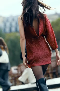 Best VESTIDO MINI LENTEJUELAS ASIMÉTRICO Mujer Vestidos