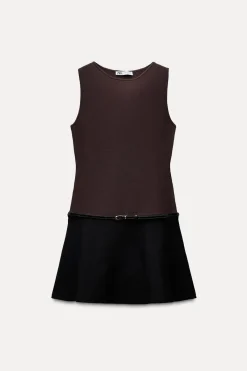 Online VESTIDO MINI PUNTO CINTURÓN Mujer Vestidos|Cárdigan / Jerséis