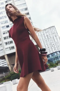 Sale VESTIDO MINI PUNTO SKATER Mujer Vestidos|Cárdigan / Jerséis