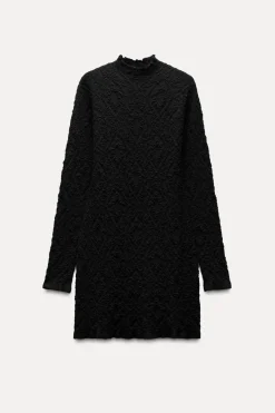 New VESTIDO MINI PUNTO TEXTURA Mujer Vestidos|Cárdigan / Jerséis