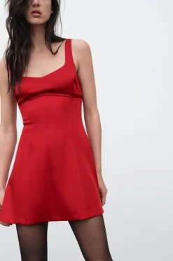 Discount VESTIDO MINI SATINADO CUT OUT Mujer Vestidos