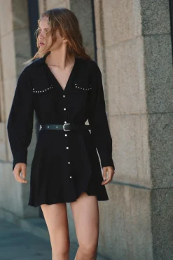 Discount VESTIDO MINI TACHAS CINTURÓN Mujer Vestidos