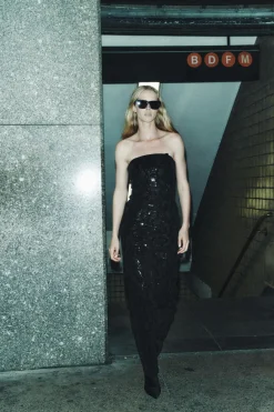 Best VESTIDO MINI TERCIOPELO LENTEJUELAS Mujer Vestidos