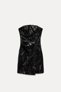 Best VESTIDO MINI TERCIOPELO LENTEJUELAS Mujer Vestidos