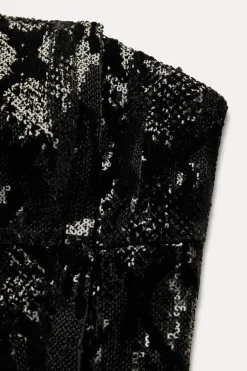 Best VESTIDO MINI TERCIOPELO LENTEJUELAS Mujer Vestidos