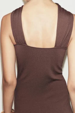 Outlet VESTIDO NUDO APLIQUE DORADO Mujer Vestidos|Cárdigan / Jerséis