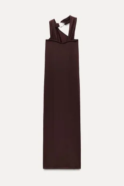 Outlet VESTIDO NUDO APLIQUE DORADO Mujer Vestidos|Cárdigan / Jerséis