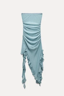 Online VESTIDO PLISADO VOLANTES Mujer Vestidos