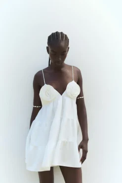 Online VESTIDO POPELÍN FLORES RELIEVE Mujer Vestidos